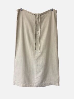 GAP Neutral Linen-Blend Drawstring Midi Skirt